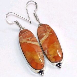Maligano Jasper Gemstone 925 Silver Handmade Drop Dangle Earrings